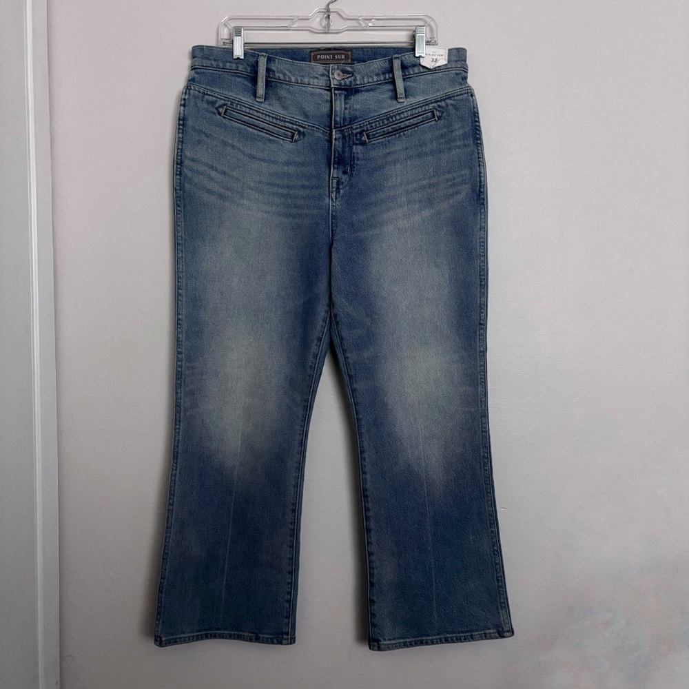 J. Crew Point Sur 11” Kick Out Crop Jean in Western Sky Size 32 NEW Stretch